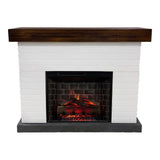 Country Living Jackson 55 Inch Mantel Package | Wood Mantel with White Brick Surround | 28 Inch Smart Electric Fireplace Insert w/Remote | Alexa & Google Compatible | Multi-Color LED Flames | 1500W Country Living