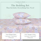 Feather & Stitch Softest 100% Cotton Sheets, 300 Thread Count Percale Weave Bedding, 16" Deep Pocket, Cooling Sheets, Breathable Bed Set, Hotel Premium Quality (King, Victorian Floral) FEATHER & STITCH NEW YORK