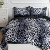 A Nice Night Leopard Printed，Silver Grey Satin Silky Soft Quilt Sexy Luxury Super Soft Microfiber Comforter Quilt Bedding 5PCS Comforter Set, Light Weighted (Silver, Queen(88-by-88-inches)) A Nice Night