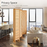 Asnefeli Wooden Room Divider Wall, 6 Panel Divider Screens, Folding Privacy Screen, 5.6 FT Wall Divider Room, Carved Room Divider Panel, Portable Wall Divider for Home Bedroom Office (Natural) Asnefeli