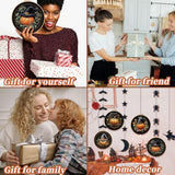FONNUY Pumpkin Embroidery Kit for Beginners, Pre-Stamped Pattern Kits for Adults with Hoop, Easy to Follow Color Thread Needlework, 8'' Hoop (Witch Hat 1)