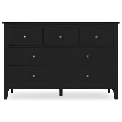 LTMEUTY Black Dresser for Bedroom - Modern Bedroom Dresser with 7 Drawers, Wooden Horizontal Dresser, Chest of Dresser