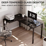 EUREKA ERGONOMIC RGB LED Lights 60 Inch L Shaped Reversible Black Glass Gaming Desk Home Office Computer Table GTG L60 EUREKA ERGONOMIC
