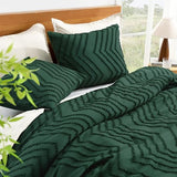 Litanika Queen Comforter Set Dark Emerald Green, 3 Pieces Lightweight Chevron Tufted Bedding Comforter Set, Fluffy Winter Down Alternative Comforter Bed Set Gift Choice
