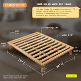 NELYE Full Platform Bed Base - 14 Inch Solid Wood Mattress Foundation with Support Slats and Legs, Full-Size Rubberwood Simple Bed Frame NELYE