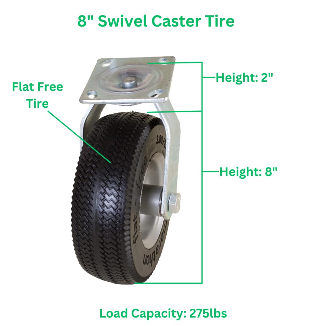 Marathon 8" Swivel Caster with Flat Free Tire Marathon