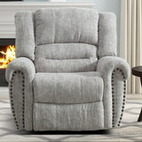 CANMOV Manual Recliner Chair, Classic and Traditional Manual Recliner Chair with Comfortable Arms and Back Single Sofa for Living Room, White Grey