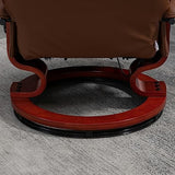 HOMCOM Swivel Recliner Chair, PU Leather Reclining Armchair with Retractable Footrest, Lounge Chair with Wood Base and Adjustable High Back for Small Spaces, Living Room, RV, Bedroom, Brown
