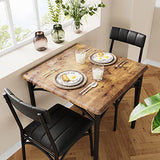 SLEKVERSA 3-Piece Dining Table Set for 2, Kitchen Table Set with 2 Upholstered Chairs, Square Dining Table Set for Apartment, Studio, Small Space, Brown SLEKVERSA