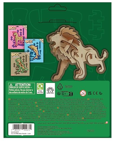 Eco 3D Wooden Puzzle - Unicorn from Deluxebase. Sustainable Wood Animal Puzzle Craft Set. Model Building Kit for Educational Toys and Kids Party Favors. Deluxebase