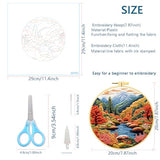 Zhenqing Mountain Landscape Embroidery Kit 4 Pack, Seasonal Scenery Craft Set with 20cm Hoop, Printed Designs on 29x29cm Cotton Fabric, DIY Nature Wall Art (JC0166)