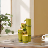 Haobos Tiered Bamboo Appearance Column Tabletop Fountain Relaxation Desktop Waterfall Fountain, 10.6 Inch Tall Simulation Natural Bamboo Cascading Fountain Decorate for Home/Office Haobos