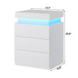 BTHFST Modern LED Nightstands Set of 2 with Charging Station and Sliding Top in White BTHFST
