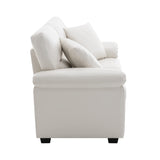 Morden Fort Faux Leather Loveseat Sofas, White Modern Luxury and Comfy Furniture Sleeper Couches for Living Room, Apartment, Office, Reading Room Morden Fort