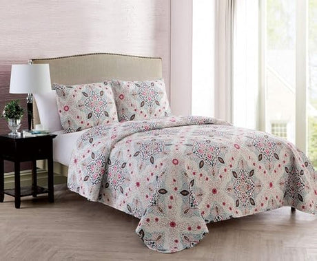 VCNY Home - King Quilt Set, 3-Piece Medallion Bedding with Matching Shams, Cozy Room Décor (Wyndham Blue/Multi, King) VCNY Home