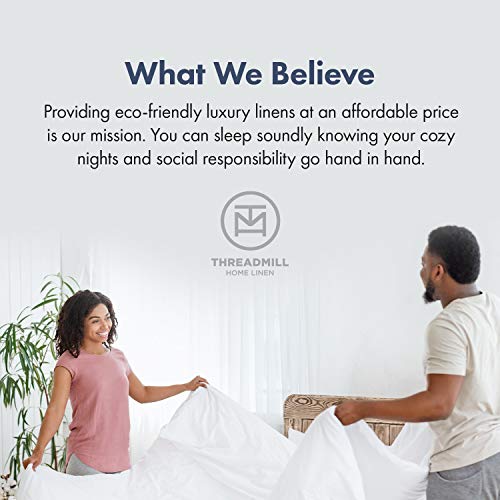 Threadmill 100% Cotton Sheets for Queen Size Bed - 600 Thread Count Queen Bed Sheets Set with 16” Deep Pocket - Sateen Weave 4-Piece Bedding Set with Cooling Effect, White Threadmill