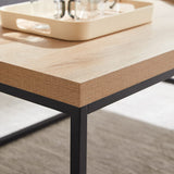 CENSI Oak Coffee Table for Living Room, 47" Modern Industrial Rectangular Wood and Metal Coffee Table with Extra Thick Tabletop(Natural Wood) CENSI