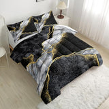Nttopship Marble Comforter Set Full Size Black Gold Gray Marble Bedding Set Soft Microfiber Minimalist Wind Marble Comforter Sets 3 Pieces with 2 Pillowcases Nttopship
