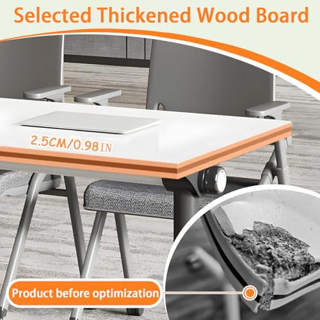 BTTBAOM White Folding Conference Table Bussiness Conference Room Tables with Flip-Top Design & Silent Wheels Portable for Trainings Offices Seminar Rooms (2pack, 47.3" D X 23.6" W X 29.5" H) BTTBAOM