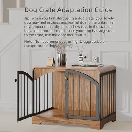 31.5" Farmhouse Dog Crate Furniture for Small Dogs, Decorative Pet House End Table, Wooden Dog Kennel Furniture Indoor, Retro Brown Berenlefe