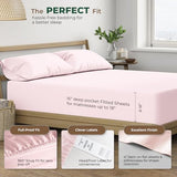 THREAD SPREAD 100% Organic Cotton Sheets Twin Size - 3 PC Organic Cotton Twin Size Percale Weave Sheet Set, Soft, Cooling, Crisp & Breathable, 16" Deep Pocket Bedding Set for Dorm Room - Blush THREAD SPREAD