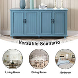 Scurrty Buffet & Bar Cabinet with Storage, 62'' Coffee Bar Cabinet, Sideboard Storage Cabinet for Dinning Room, Kitchen & Living Room (4 Doors, Blue) Scurrty