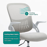 Smug Drafting Chair with Flip-up Arms, Height Adjustable Standing Tall Office Desk Chair with Foot Ring, Ergonomic Swivel Computer Chairs with Rolling Wheels, Grey SMUGDESK