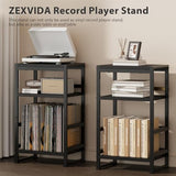 ZEXVIDA Record Player Stand,3-Tier Record Player Table with U-Shaped Vinyl Storage Up to 120 Albums,28" H End Table Turntable Stand with Storage,Record Table Vinyl for Living Room Bedroom ZEXVIDA