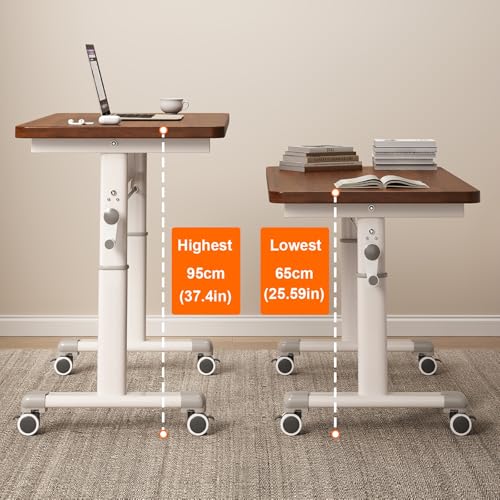 HSPLXYT Manual Adjustable Desk Standing Desk Study Table Gaming Desks Movable Writing Table Computer Desks for Home, Office, Workstation; Multifunctional Bedside Table(Gray,100cm/39.37in) HSPLXYT