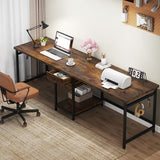 Tribesigns 79 Inch Extra Long Desk, Double Desk with 2 Drawers, Two Person Desk Long Computer Desk with Storage Shelves, Writing Table Study Desk for Home Office, Rustic Brown Tribesigns