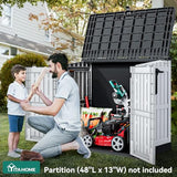 YITAHOME 36 cu ft Resin Outdoor Storage Shed, Weather-Resistant Horizontal Tool Shed, Waterproof Outdoor Storage with Lockable Doors & Air Vent for Trash Cans, Garden Tools (Light Gray) YITAHOME