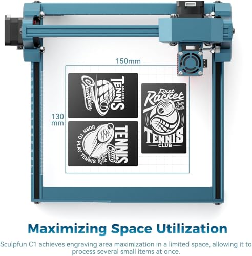 SCULPFUN C1 Mini Laser Engraving Machine - 3W Portable Laser Engraver for Beginners, 0.04mm High Precision, Plug and Play, Ideal for DIY Wood, Acrylic and Leather, Engraving Area 150 * 130mm SCULPFUN