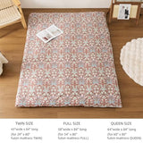 Arzocolia 100% Cotton Futon Cover for Japanese Futon Floor Mattress with Zipper Twin Full Queen Machine Washable Super Soft (Red Toned Flower, Full) Arzocolia