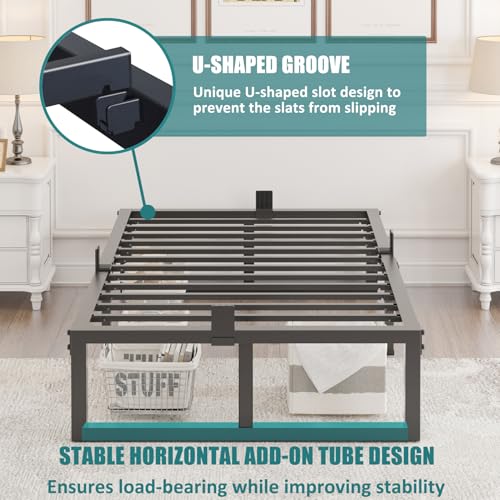 Yitong Angel Twin XL Size Bed Frame, 14 Inch Heavy Duty Support 3500 lbs Metal Platform, No Box Spring Needed/Noise Free/Non-Slip/Steel Slat Support/Easy Assembly Yitong Angel