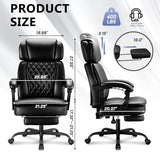 400lbs Executive Office Chair with Foot Rest for Heavy People, Ergonomic Big and Tall Desk Chair with Adjustable Headrest, High Back PU Leather Comfy Heavy Duty Computer Chair with Spring Cushion WAILOR