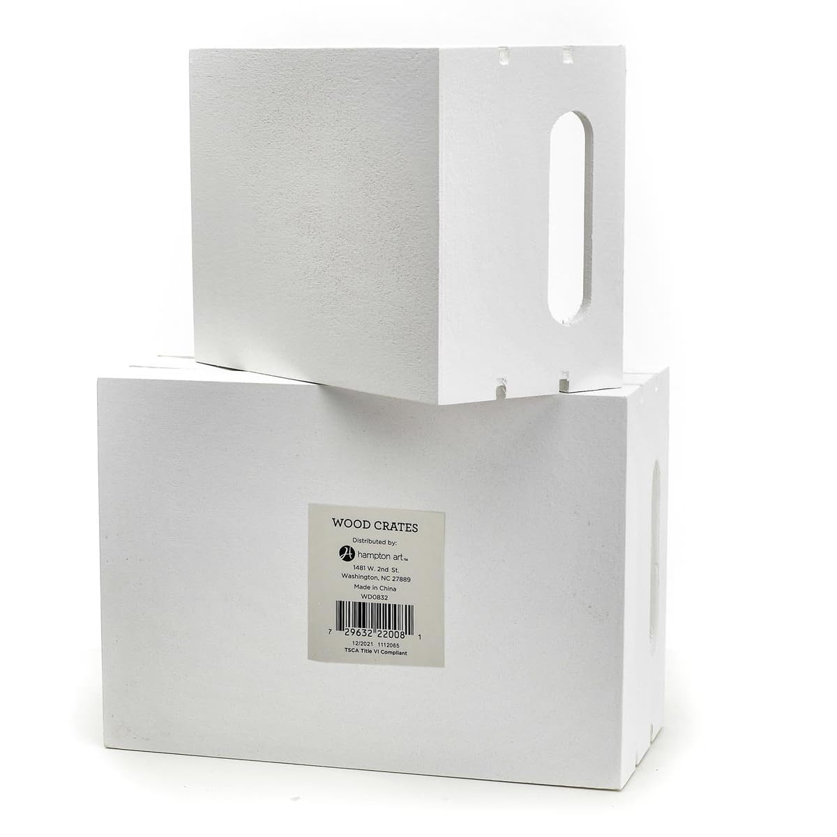 Hampton Art by Leisure Arts Wood Crate, White, 2 pc, Finished Wood Hampton Art