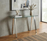 Cortesi Home Trixie Glass Top Desk/Console Table with Stainless Steel Frame, 40" Cortesi Home