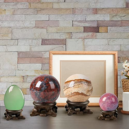 15 Pcs Mini Wooden Crystal Sphere Stands, Wooden Display Stand Crystal Ball Stand Globe Gem Base Hollow Quartz Ball Orb Holder Egg Base Wood Stand Decor Display, 0.8 Inch, 1.18 Inch, 1.57 Inc - WoodArtSupply