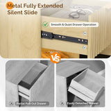 VINGLI Nightstands Set of 2 with Charging Station, LED Nightstand Fluted with Rounded Edge, 19"W Mid Century Modern Nightstand for Bedroom, Fluted Bed Side Table, Oak Night Stand, 18.9"W*15"D*22.4"H VINGLI