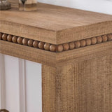 FGXJY Console Table for Living Room, Long Sofa Table Behind Couch with Real Wood Beads Decoration, Retro Entryway Table for Hallway Foyer (64 Inch, Antique Natural) FGXJY