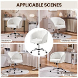 Yaheetech Home Office Chair, Faux Leather Desk Chair, Modern Swivel Chair with Tufted Barrel Back, Rolling Wheels for Office,Study, Vanity, Bedroom White Yaheetech