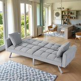 78" Modern Sofa Bed Futon,Convertible Sleeper Bed Couch with 4 Reclining Backrest,Comfy Velvet Cloud Sofa Loveseat for Living Room Bedroom Office (Grey) Anwick
