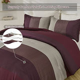 WONGS BEDDING Burgundy Comforter Set King, Reversible Burgundy Stripe Down Alternative Comforter for All Season,3 Pieces(1 Comforter+2 Pillowcases), Soft Microfiber Bedding Duvet Set 104”×90” WONGS BEDDING