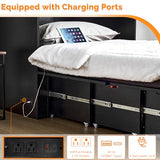 VINGLI Twin Size Murphy Bed with Storage Drawer,Smart LED Lighting & Built-in Charging Station, Space-Saving Cabinet Bed for Kids,Adults & Guests,Classic Black VINGLI