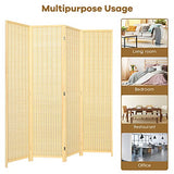 Giantex Bamboo Room Divider, 6 Ft Tall Freestanding Folding Privacy Screen, Wooden Room Separators Divider Wall, Portable Partition Boho 4 Panel Room Dividers for Home Office Bedroom Apartment Studio Giantex