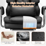 Sweetcrispy Executive Home Office Desk Chair - Ergonomic Big Tall High Back with Footrest & Lumbar Support, Reclining Height Adjustable, Comfy PU Leather Computer Gaming with Swivel Wheels, Black Sweetcrispy