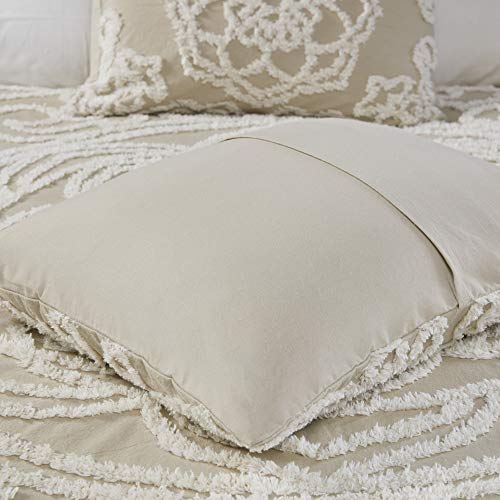 Madison Park Laetitia Lightweight 100% Cotton Quilt Set, Breathable Chenille Tufted, Shabby Chic Boho Medallion Design, Sham, Floral Taupe w/ Tassels, Full/Queen-2 Piece Madison Park
