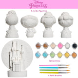 Disney Princess DIY Paint Your Own Figurines Arts and Crafts Set for Girls, Jumbo Figurines, Paint, Paint Brush, Glitter, and Gem Adhesives, Cinderella, Belle, Tiana, Jasmine, and Princess Castle Innovative Designs