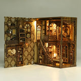 THRIVINGIVAN Book Nook Kit for Adult Miniature Model Build Dollhouse Kit 3D Wooden Puzzle with Sensor Led Light for Bookshelf Bookend Decor Adults Teen Craft(Classical Book Collection Room), 1Pack