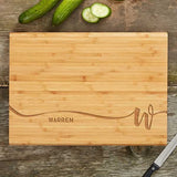 Script Initial Personalized Bamboo Cutting Board - Customizable Kitchen Gadgets, Ideal for Charcuterie Boards & Wedding Registry, Large Chopping Board with Unique Design, Gift for New Home 10" X 14" Personalization Universe